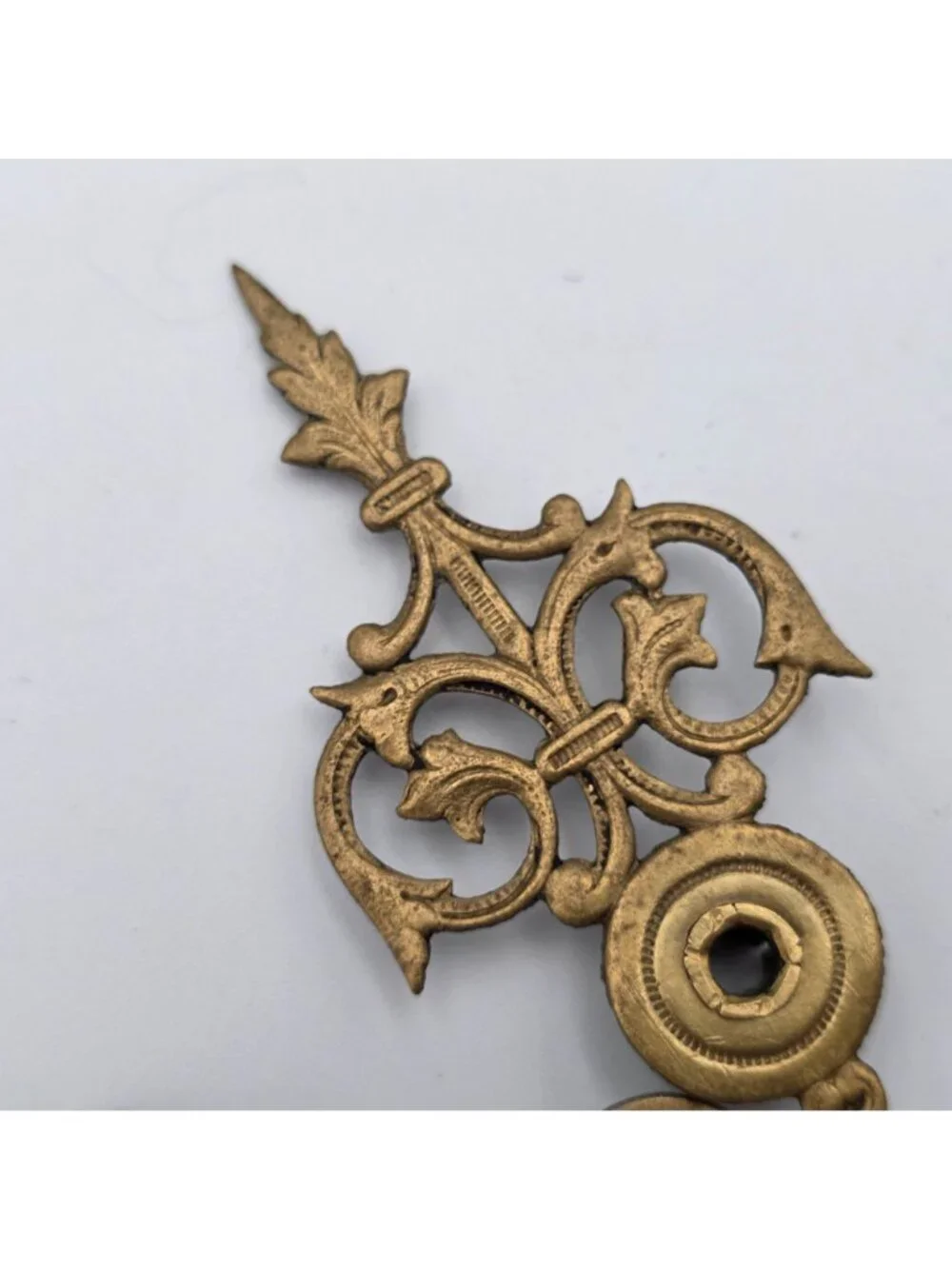 Antique Ornate Brass Clock Hands Set With Fleur-De-Lis Design 2-3/4
